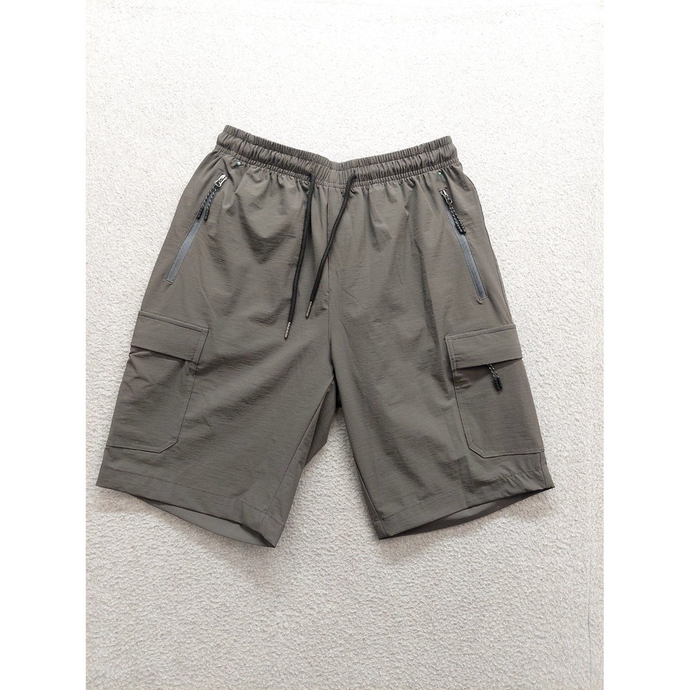 Scollit Men  Shorts S Gray Drawstring Elastic Waist Zipper Pockets Performance